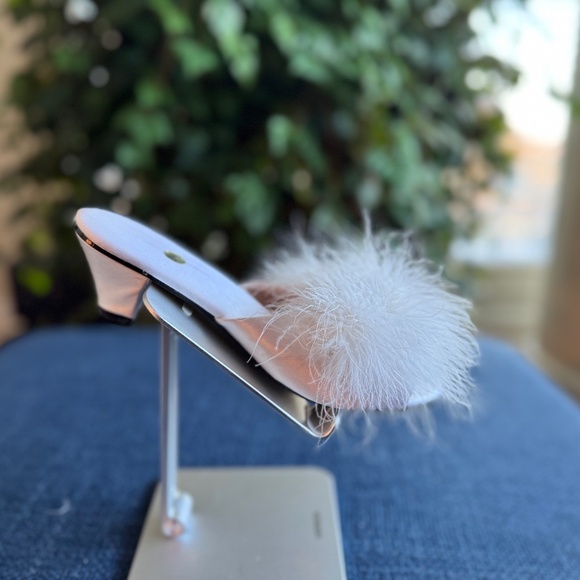 Feather Trimmed Satin Heeled Slippers 6.5, Vintage-Inspired Glam Boudoir Mules - Picture 7 of 8